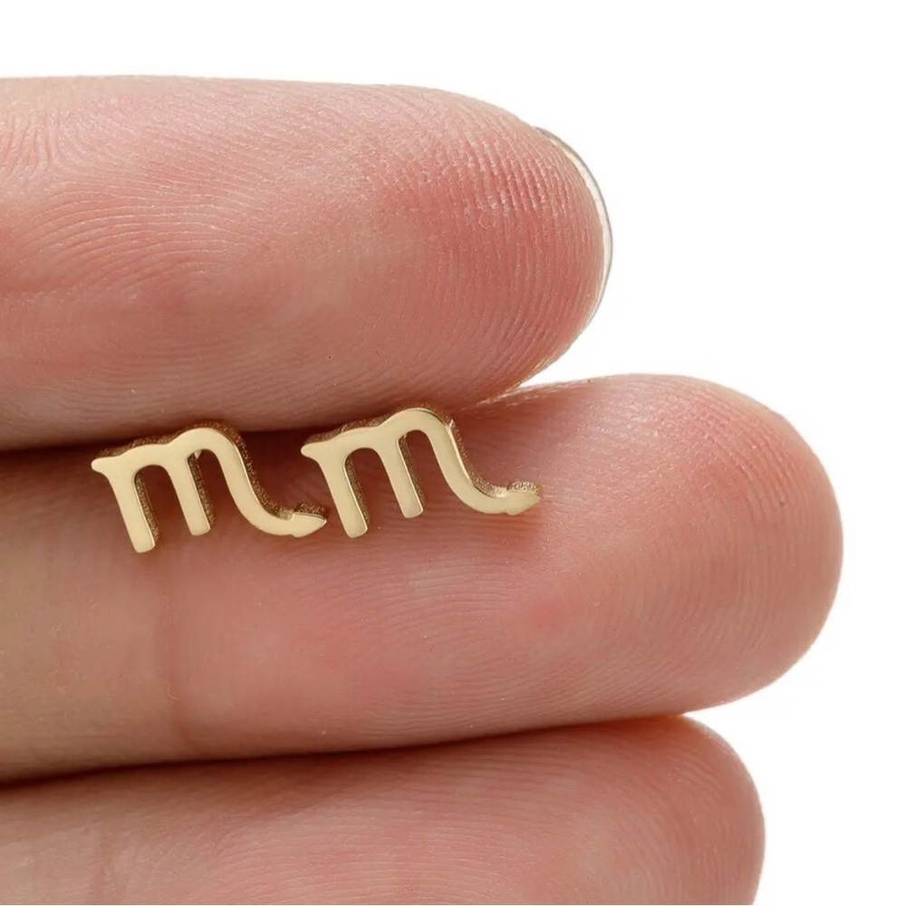 2 FOR $25 18K Gold Unisex Scorpio Zodiac Sign Minimalist Stud Earrings